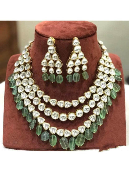 Ishhaara Polki Kundan With Real Fluorite Necklace