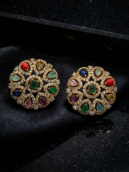 Ishhaara Polki Navratan Earrings