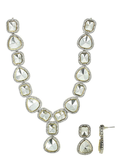 Ishhaara Polki Stone Necklace Silver