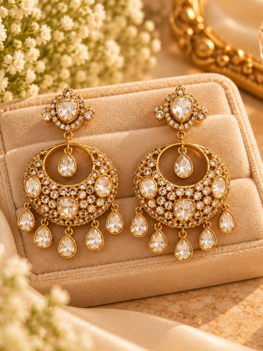 Ishhaara Polki Studded Chandeliar Earrings