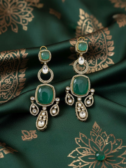 Ishhaara Polki Studded Victorian Dangler Earrings