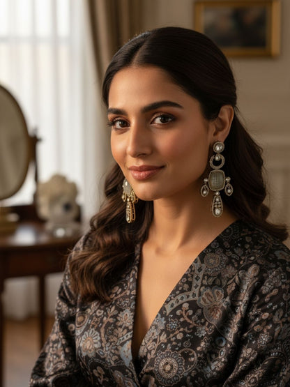 Ishhaara Polki Studded Victorian Dangler Earrings