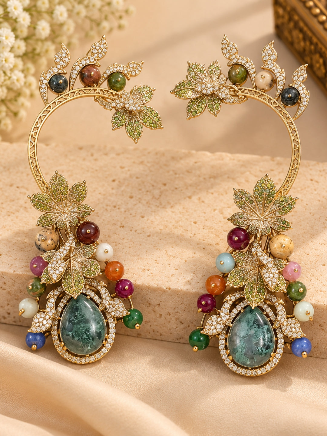 Ishhaara Precious Stone Studed Detachable Earcuff Earrings