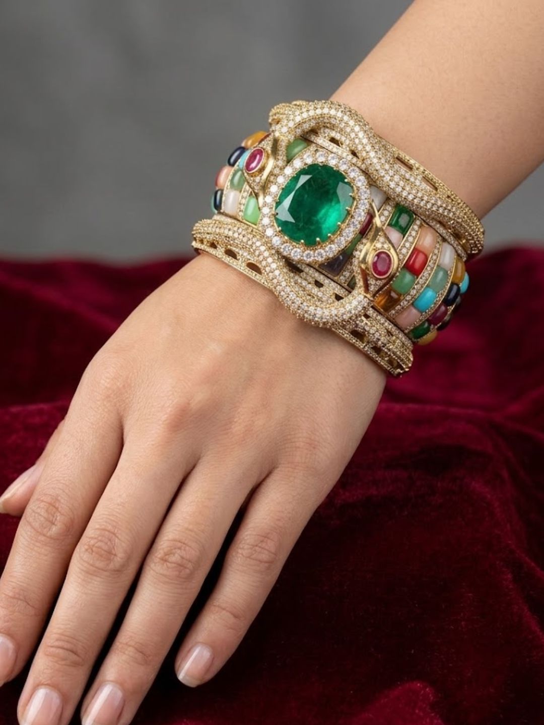 Ishhaara Precious Stones Studded Unique Handcuff