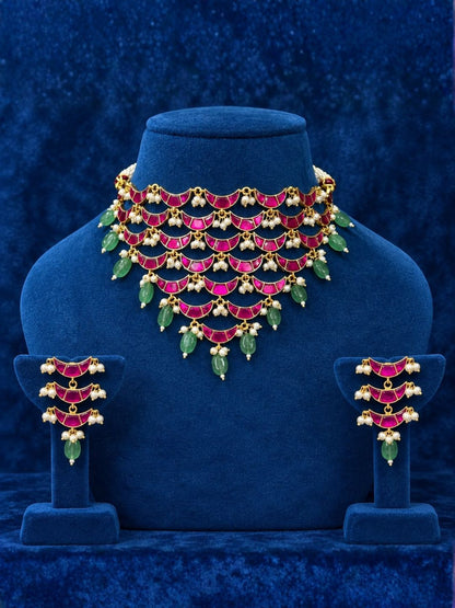 Ishhaara Premium Jadau Kundan Chaand Drops Necklace
