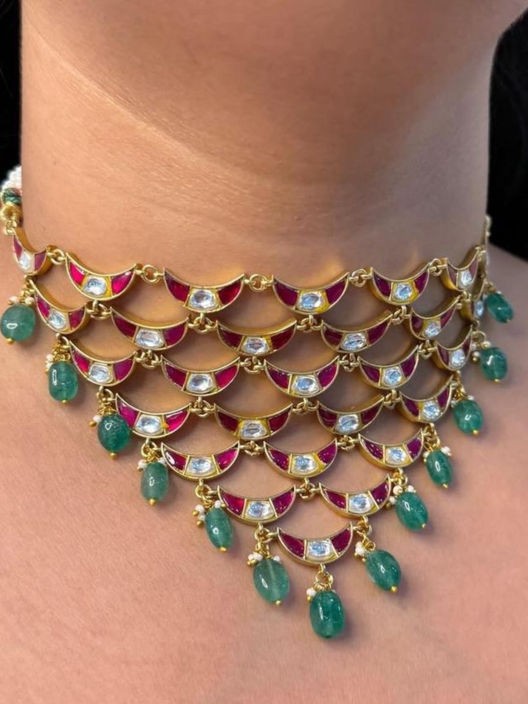 Ishhaara Premium Jadau Kundan Chaand Drops Necklace