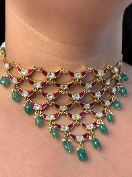 Ishhaara Premium Jadau Kundan Chaand Drops Necklace