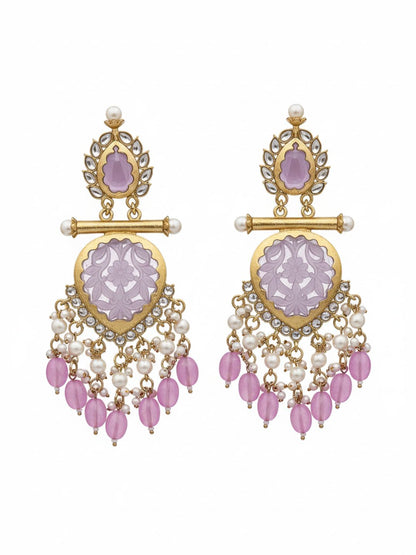 Ishhaara Purple Cutwork Chandbali Earrings