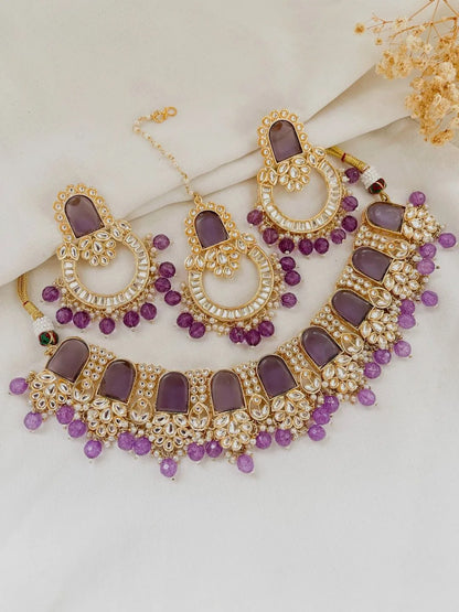 Ishhaara Purple Elegant Simple Kundan Choker
