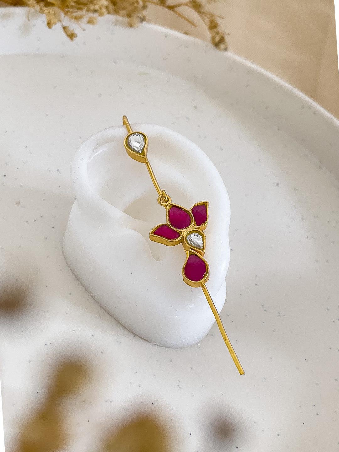 Ishhaara Kundan Studded Lotus Earcuff