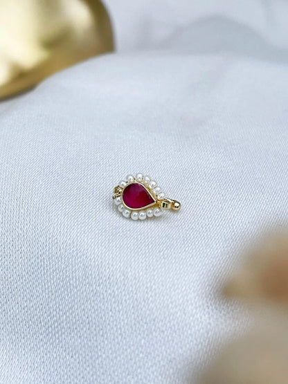 Ishhaara Red Tilak Shaped Kundan Studded Nath