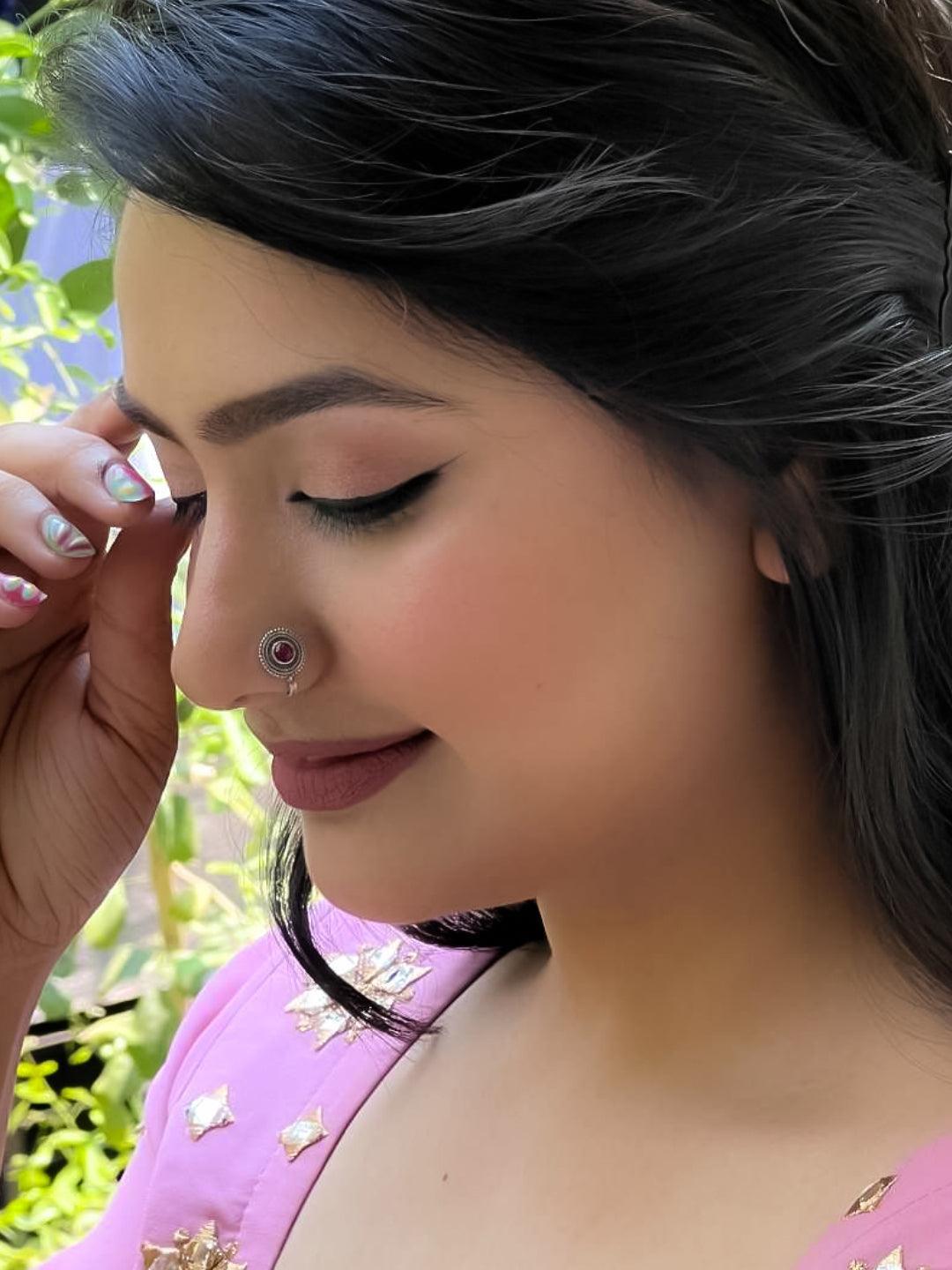 Ishhaara Red Wonder Oxidised Nose Pin