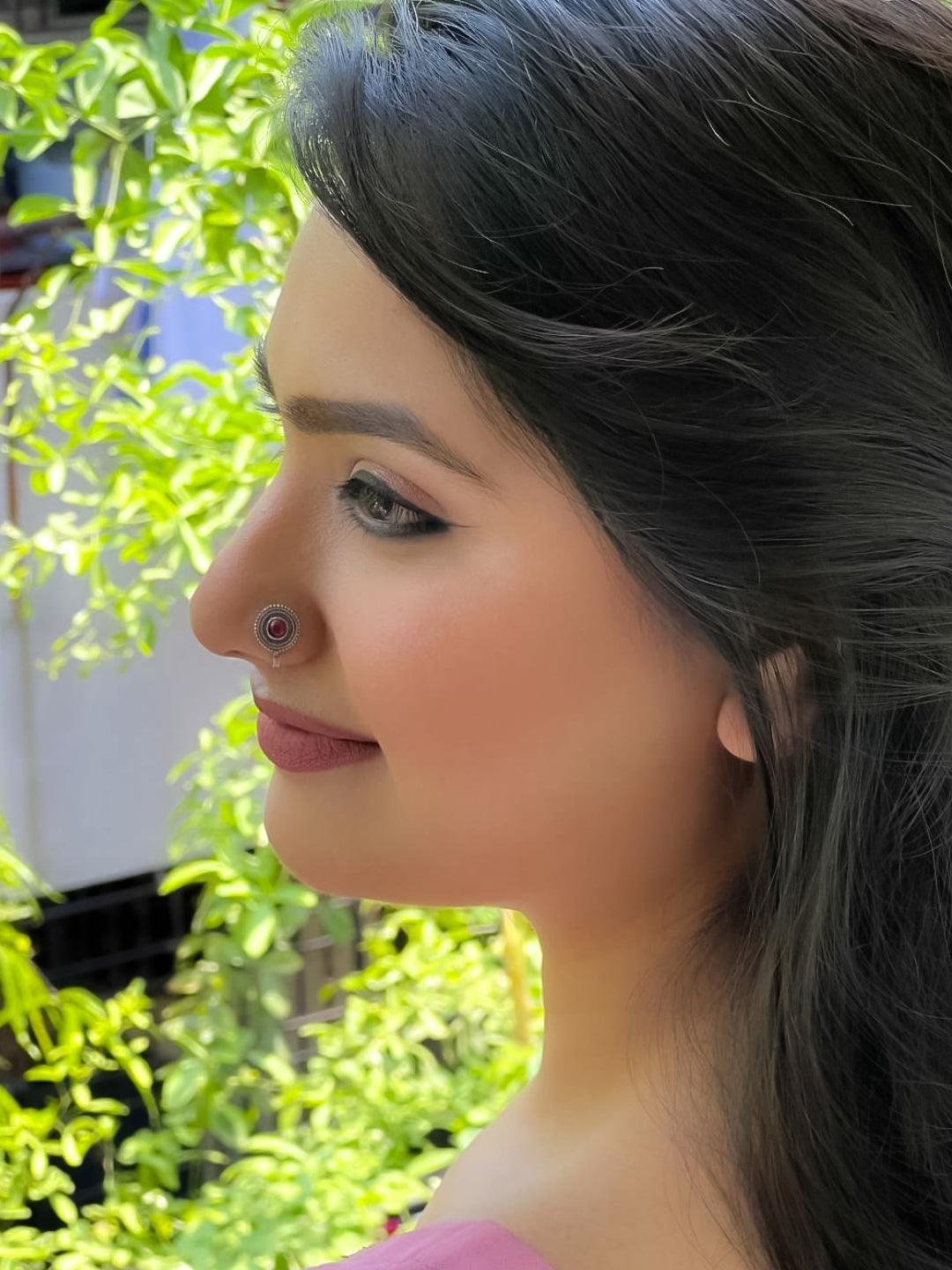 Ishhaara Red Wonder Oxidised Nose Pin