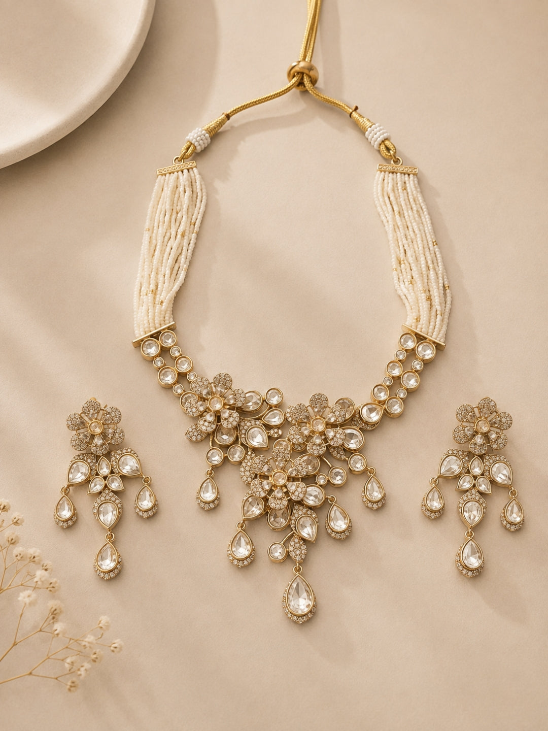 Ishhaara Regal Mossanite Polki Necklace
