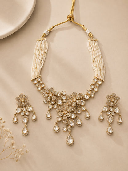 Ishhaara Regal Mossanite Polki Necklace