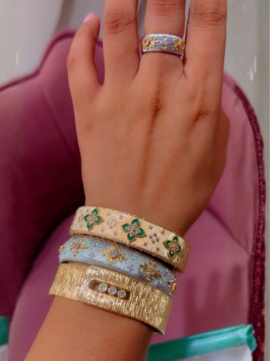 Ishhaara Rigato Texture Adjustable Set Of 3 Bracelets And A Ring