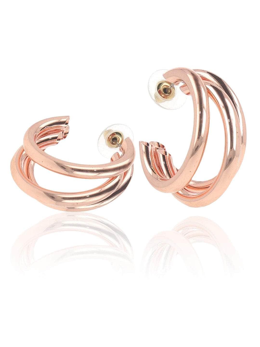 Ishhaara Rochelle Rao Sequeira In Triple Hoop Earrings Golden