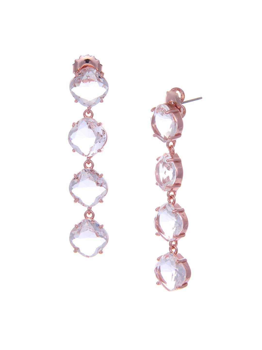Ishhaara Embellish Long Earrings Rose Gold