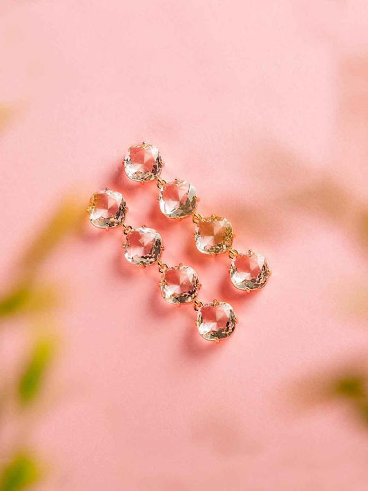 Ishhaara Embellish Long Earrings Rose Gold