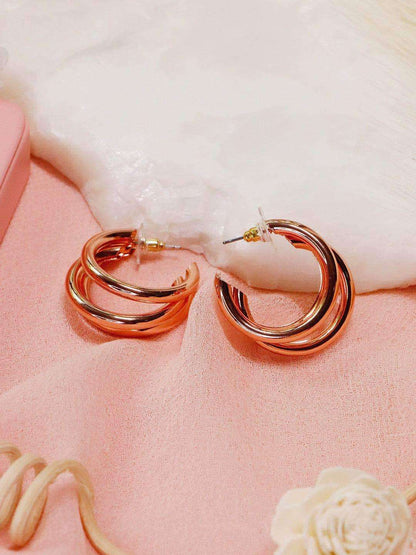 Ishhaara Rochelle Rao Sequeira In Triple Hoop Earrings Golden
