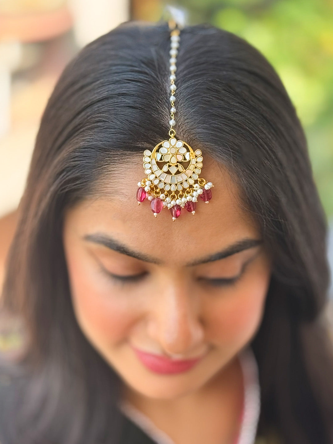 Ishhaara Rose Pink Gold Plated Kundan Teeka