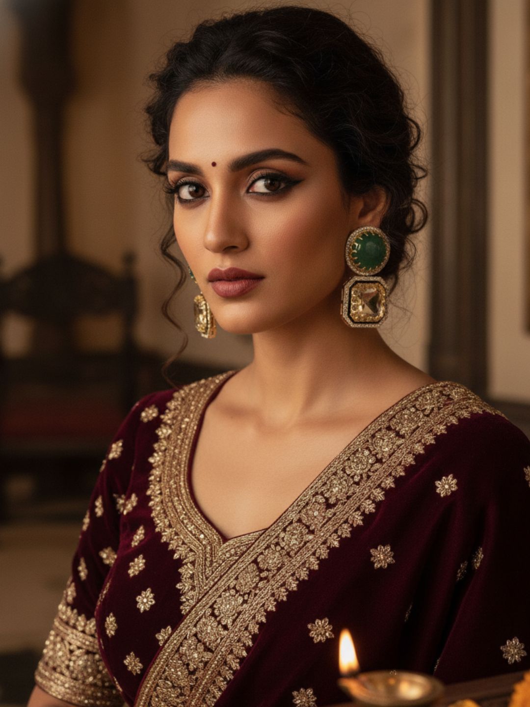 Ishhaara Round Shaped Doublette Earrings