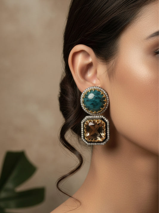 Ishhaara Round Shaped Doublette Earrings