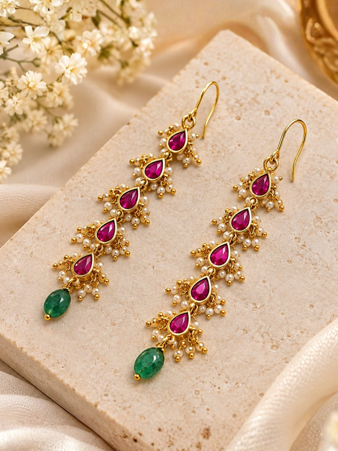 Ishhaara Royal Ruby And Emerald Jadu Earrings