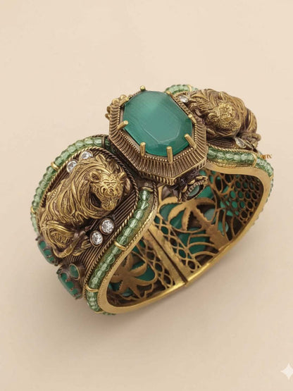 Ishhaara Sabyasachi Inspired Bengal Tiger Semi Precious Stones Broad Kada