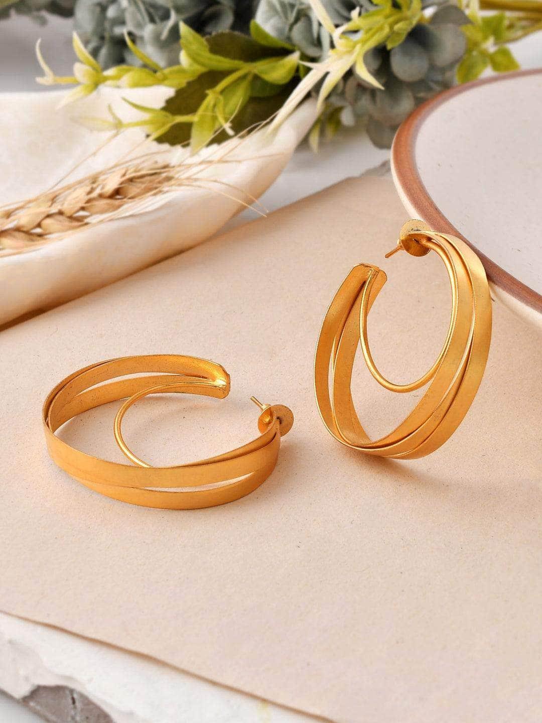 Ishhaara Sanjana Sanghi In Triple Layer Twisted Hoop Earrings