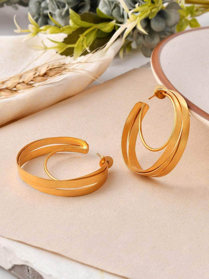 Ishhaara Sanjana Sanghi In Triple Layer Twisted Hoop Earrings