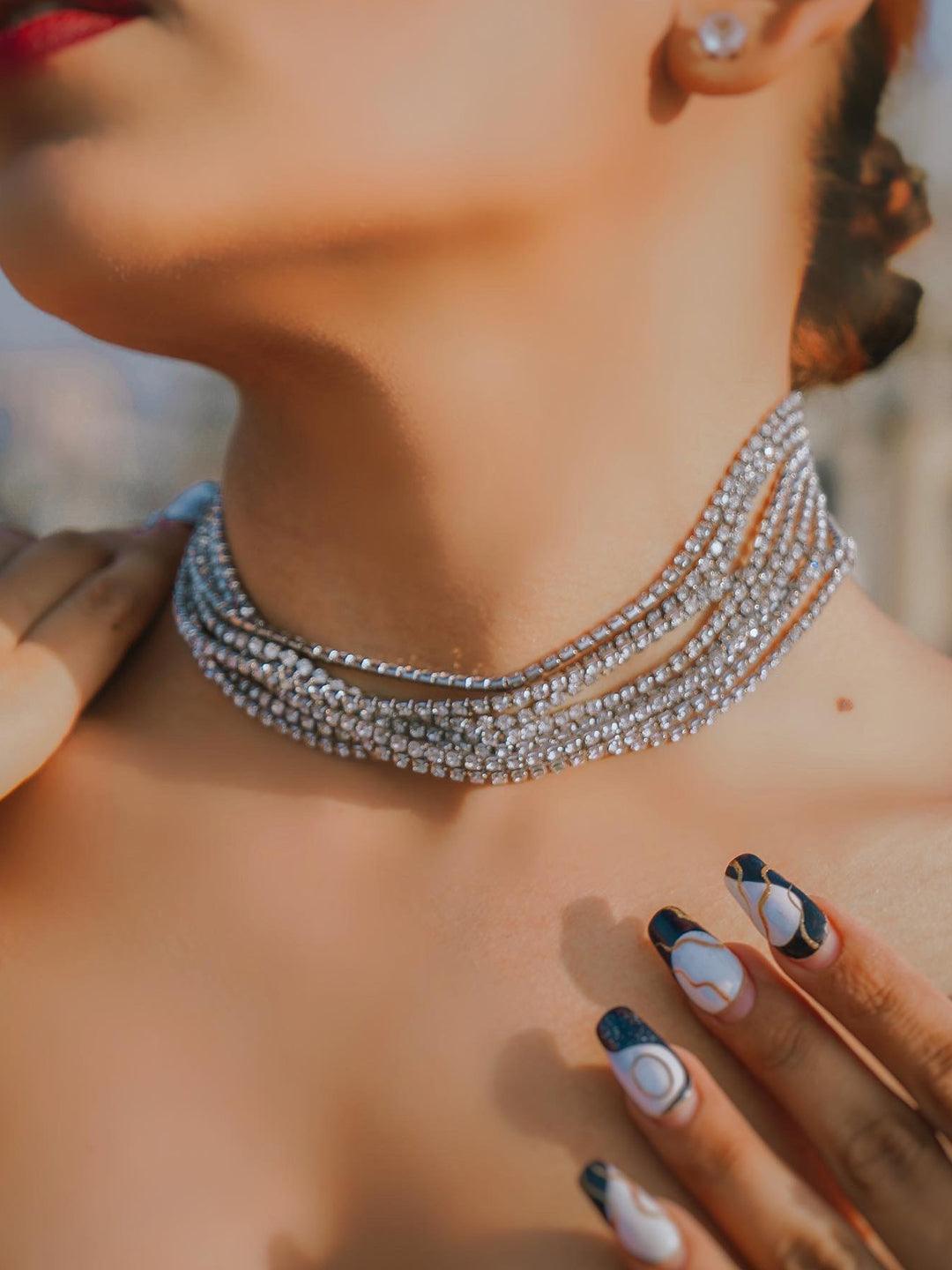Ishhaara Sanya Silver Color Showstopper Necklace