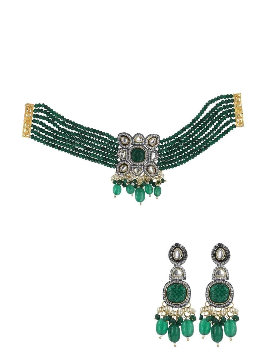 Ishhaara Semi Precious Centre Stone Choker Set