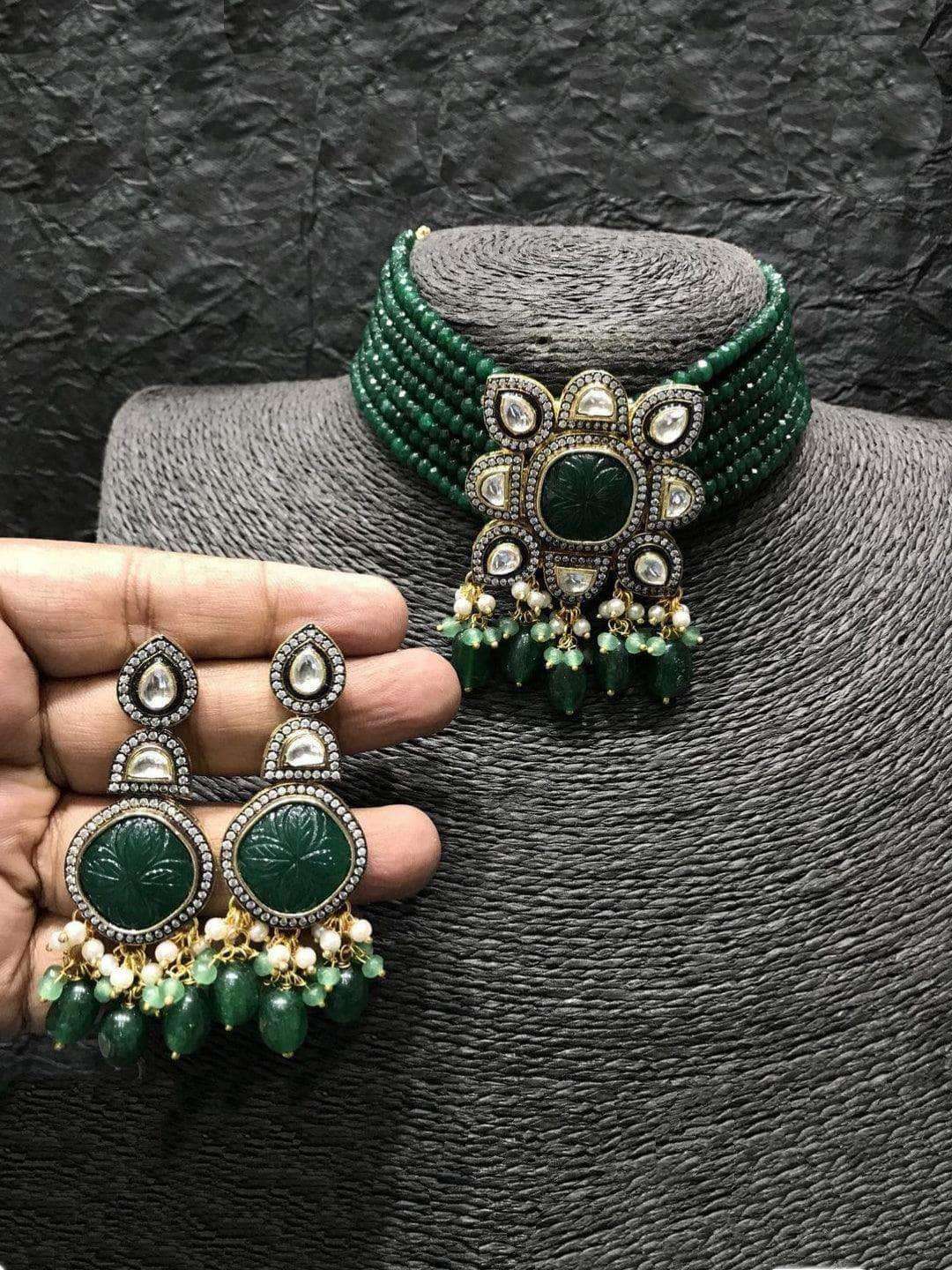 Ishhaara Semi Precious Centre Stone Choker Set