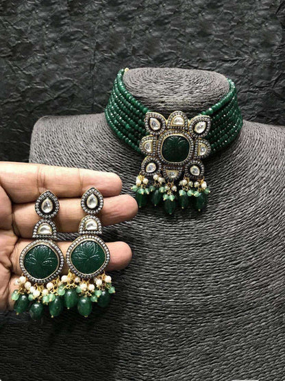 Ishhaara Semi Precious Centre Stone Choker Set