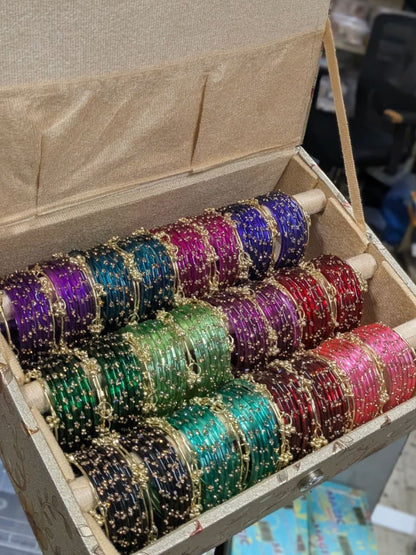 Ishhaara Set Of Kashmiri Raindrop Bangles With Organiser