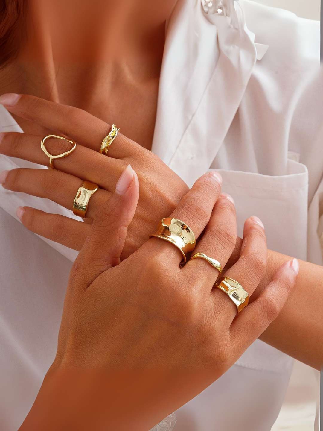 Ishhaara Set Of Six Stainless Steel Ring