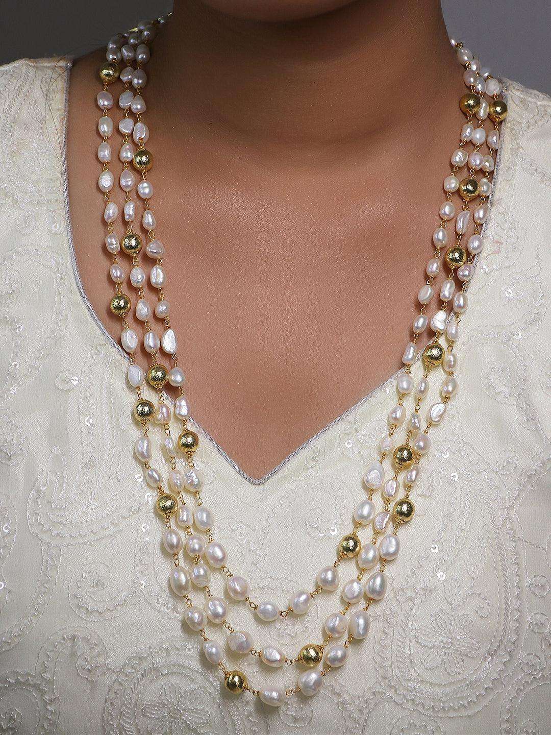 Ishhaara Shell Pearl Triple Layered Haar