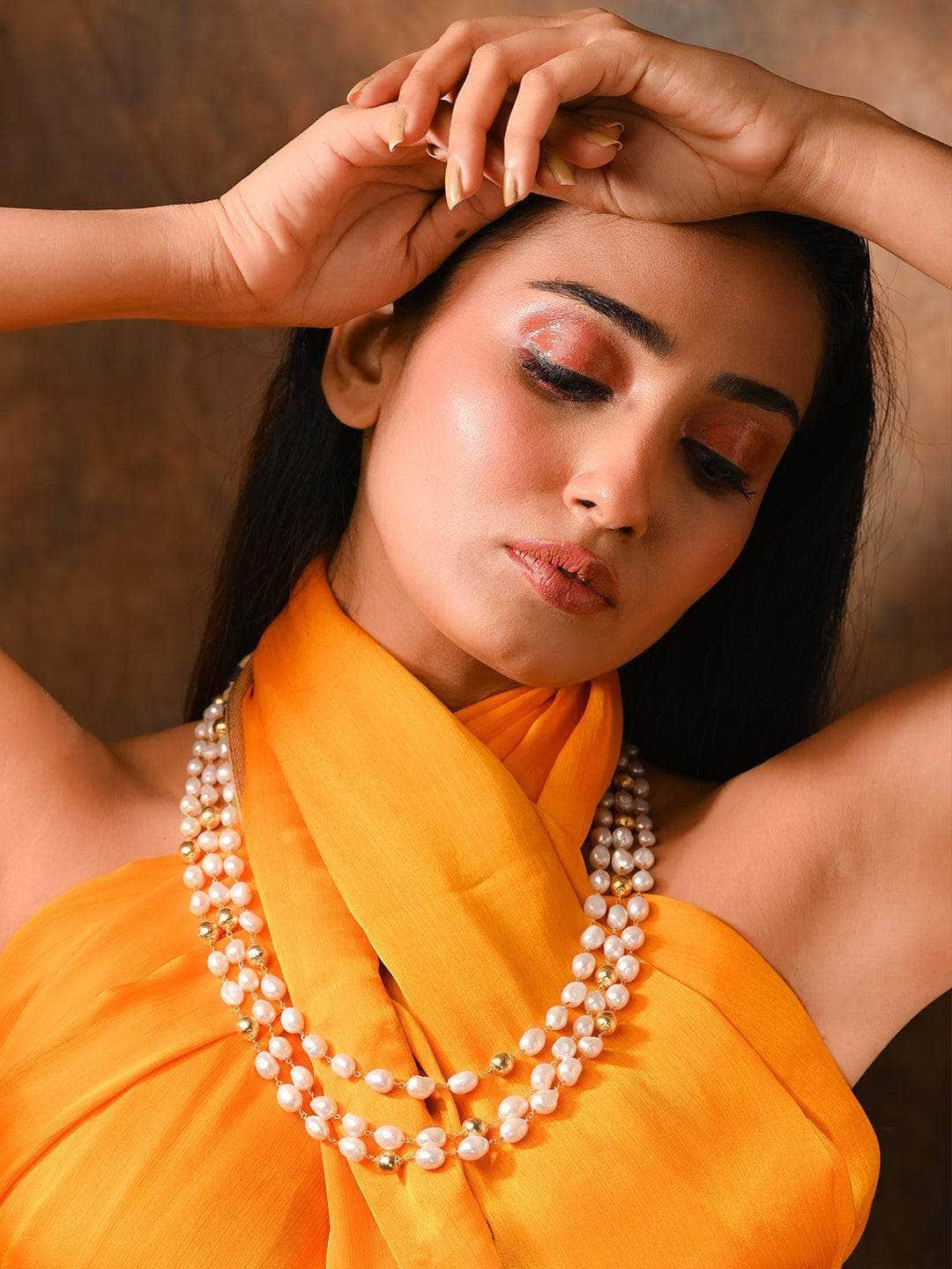 Ishhaara Shell Pearl Triple Layered Haar