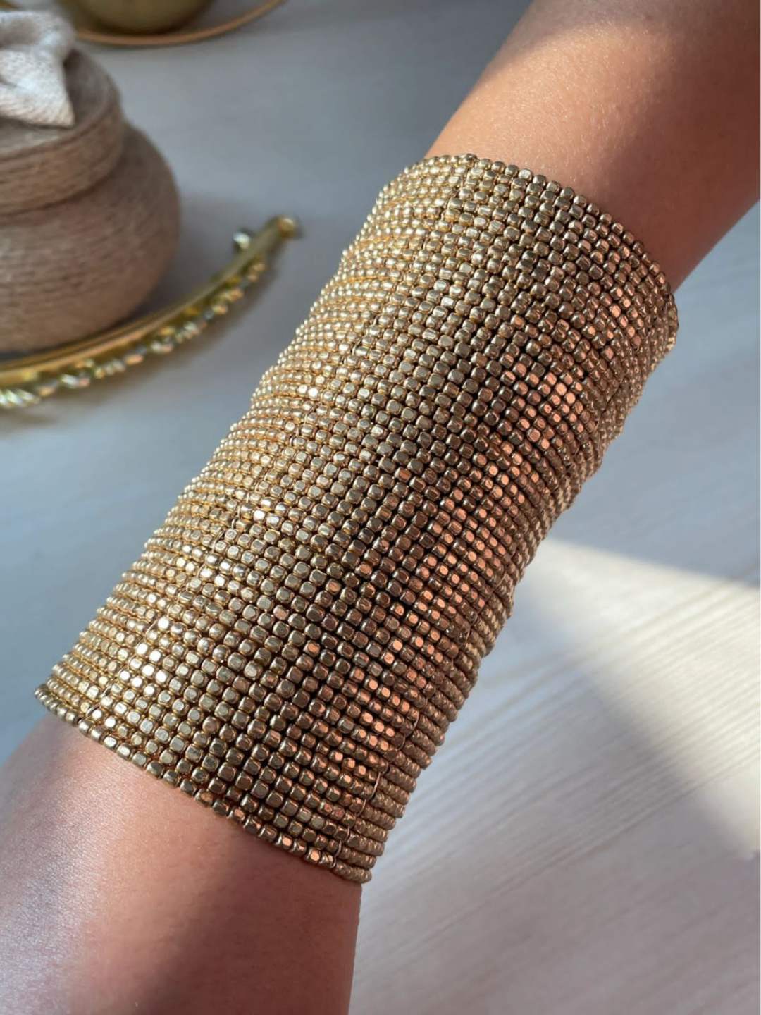 Ishhaara Shimmering Gold Cuff Bracelet