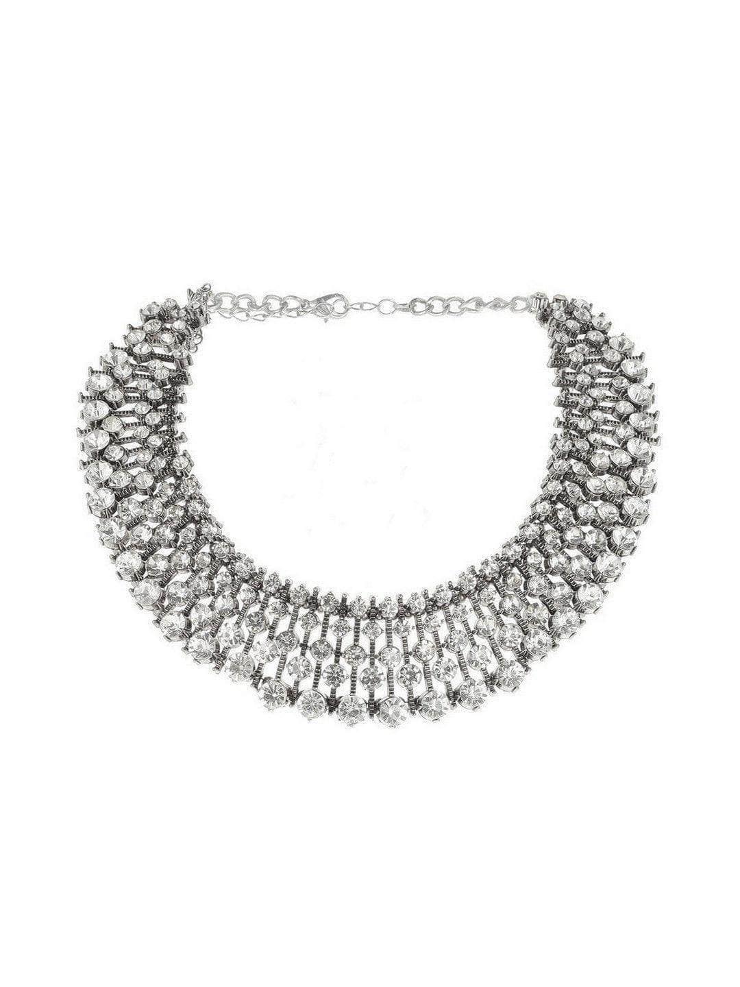 Ishhaara Shruti Shetty In Diamond Choker With Earrings Silver