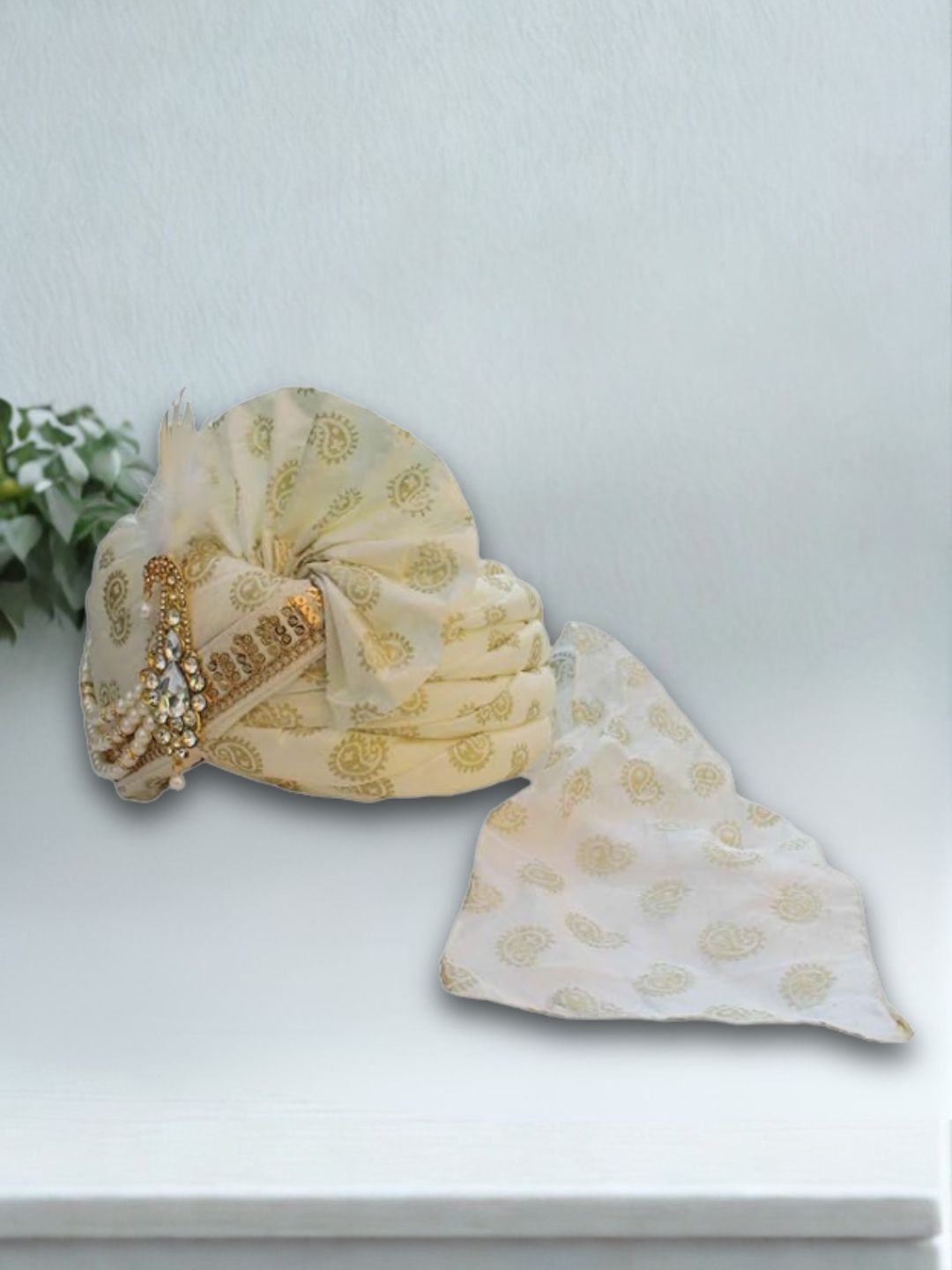 Ishhaara Silk Paisley Printed Groom Safa Shawl Stole Set