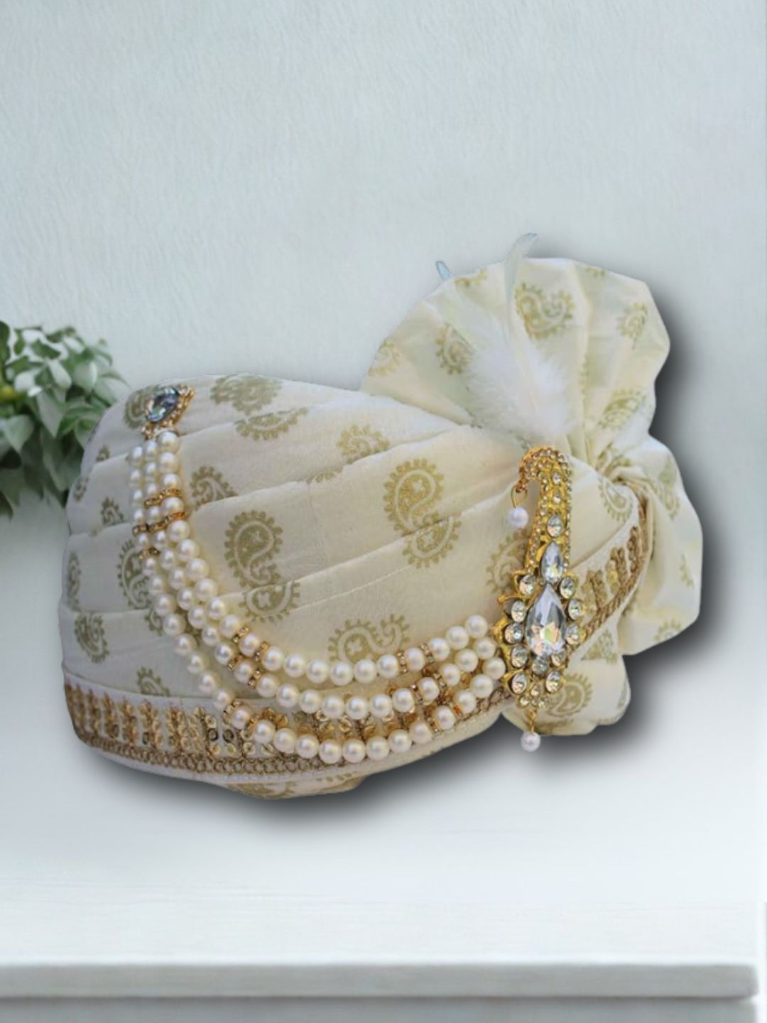 Ishhaara Silk Paisley Printed Groom Safa Shawl Stole Set