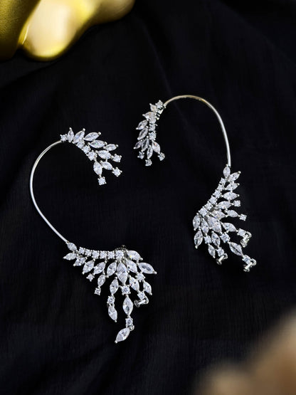 Ishhaara Silver Plated Contemporary Ear Cuff Earrings