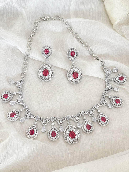 Ishhaara Single Layer Ruby And Ad Necklace