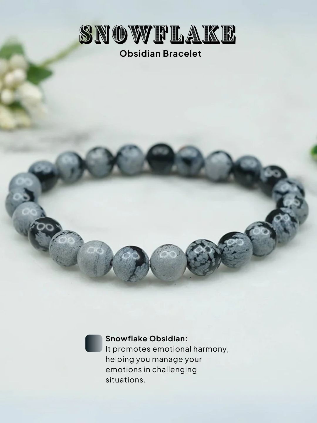 Ishhaara Snowflake Obsidian Bracelet