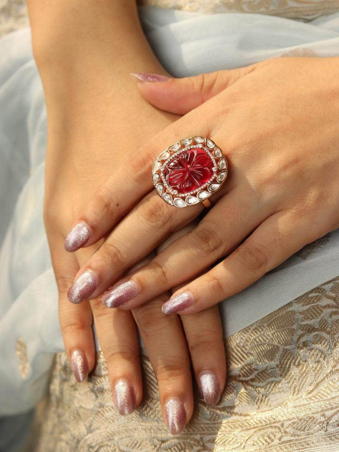 Ishhaara Sonali Bendre In Kundan Ruby Ring Red