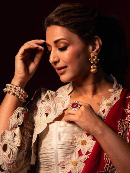 Ishhaara Sonali Bendre In Kundan Ruby Ring Red