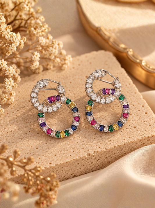 Ishhaara Sparkling Double Hoop Earrings