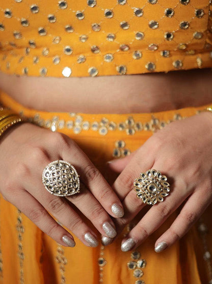 Ishhaara Square Dabi Kundan Ring